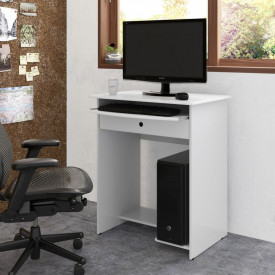 Mesa de Computador Prática Com Gaveta Ej Móveis Branco 