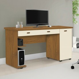 Escrivaninha Ariel 1 Gaveta Mel/Pérola Primus Móveis 