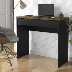 Escrivaninha 1 Gaveta Max 90 Preto Fosco/Freijo