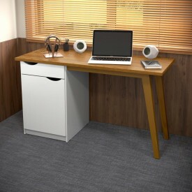 Escrivaninha Prism com Gaveta e Porta Branco Cumarú Patrimar