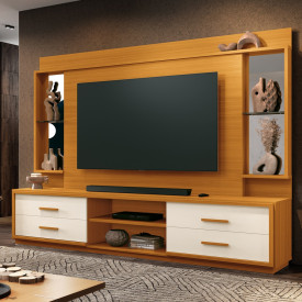 Home Leni com Gavetas e Prateleira Cedro Off White 37869 EDN