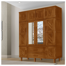 Roupeiro Chicago 105 - 05 Portas c/ 1 Espelho Imbuia Atraente