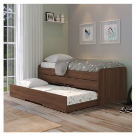 Cama Bibox Solteiro Juliette 2 Gavetas Jacaranda Robel Moveis