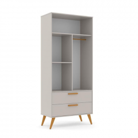 Roupeiro 02 Ptas Retrô Matic Cinza Eco Wood 70479 Quarto Bebe