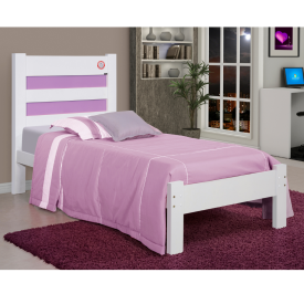 Cama Solteiro Lara 0,80/0,90 Atraente - Branco/Lilás