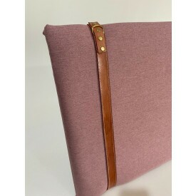Painel Cabeceira King 1,95 Linho Rosa Cinta Em Couro Ofertamo