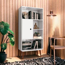 Livreiro Chaplin Com Pés Retro Branco 6326 EDN 