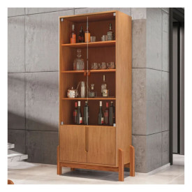 Cristaleira 2P Vidro 3Prateleiras Lizz Cedro Casa D Móveis