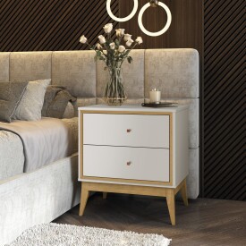 Mesa de Cabeceira Lucca 2 Gavetas Fendi Freijo Nobre EDN