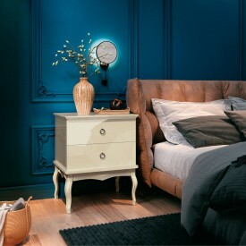 Mesa de Cabeceira Luis XV 2 Gavetas Off White 41014 EDN  Outlet - FORA DE LINHA