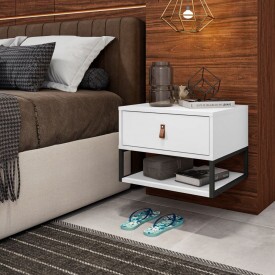 Mesa Cabeceira Suspensa Sigma Branco Casa D Móveis