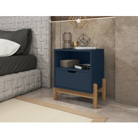 Mesa de Cabeceira Antares 1G Azul Cobalto Casa D Moveís