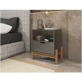 Mesa de Cabeceira Antares 1G Cinza perola Casa D Moveís