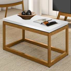 Mesa de Centro Supreme Tebarrot Branco Nature Pé Madeira FORA DE LINHA