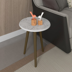 Mesa Lateral Brilhante Bechara Carrara 3 Pés Sala