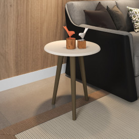 Mesa Lateral Brilhante Bechara Off White 3 Pés 2075261 Sala