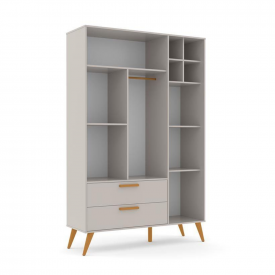 Roupeiro 03 Ptas Retrô Matic Cinza Eco Wood 70507 Quarto Bebe