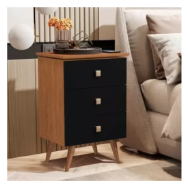 Mesa de cabeceira Liv 3 Gav Nature Preto Maria Moveis
