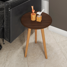 Mesa Lateral Brilhante Bechara Nogal 2076133 Pés Madeira