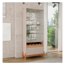 Cristaleira Bari 2 porta Vidro Off White Cedro Casa D Moveis