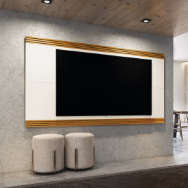 Painel Garden 2.20 Off White Cedro Sala EDN Moveis