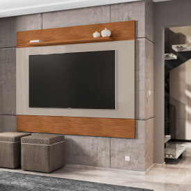 Painel Para Tv MDP Quasar 1.35 até 50 Off Whinte Cedro Casa D Móveis