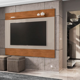Painel Para Tv MDP Quasar 1.58 até 60 Off White Cedro Casa D Móveis