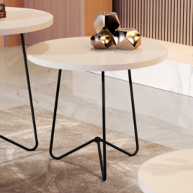 Mesa Apoio 8005 Perola Pés de Ferro Preto Sala JB Bechara Móveis FORA DE LINHA