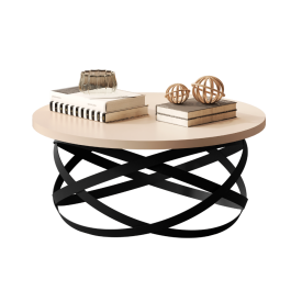 Mesa de Centro 8045 Redonda Luxo Perola Pe Ferro Preto Jb Bechara FORA DE LINHA