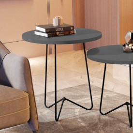 Mesa Centro Luxo 8004 Cinza Pés Ferro Preto JB Bechara 