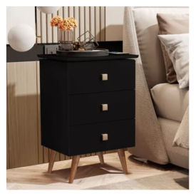 Mesa de cabeceira Liv 3 Gav Preto Maria Moveis