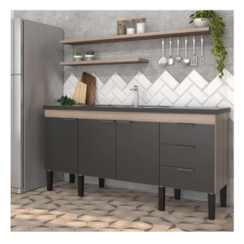 Gabinete Flamingo Em MDP 1,80 Preto Tamarindo 1842 Cozimax