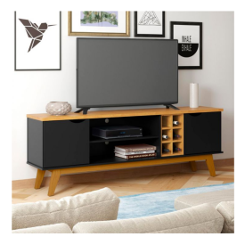 Rack Prism com Adega 1.8 Preto Cinamomo Patrimar Móveis  