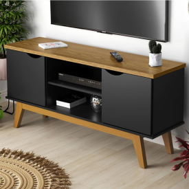 Rack Prism 1.4 Preto Cumaru Patrimar Móveis Sala 