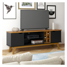 Rack Prism com Adega 1.8 Preto Cumaru Patrimar Móveis 