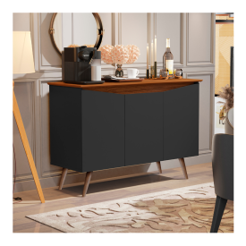 Buffet Encanto 3 Portas Preto Freijo 603 Maria Moveis