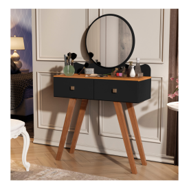 Penteadeira Madeira Condessa 892 Preto Nature Maria Móveis  