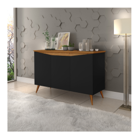 Buffet Encanto 3 Portas Preto Nature 830 Maria Moveis