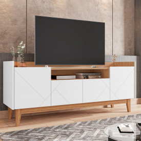 Rack Adria 4 Portas Branco Noce Casa D Móveis Sala