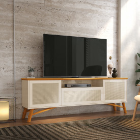 Rack Darin Off White Cedro Sala EDN Moveis