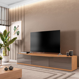 Rack Eros 2.2 Cinza Perola/Noce 3 Gavetas Casa D Móveis Sala