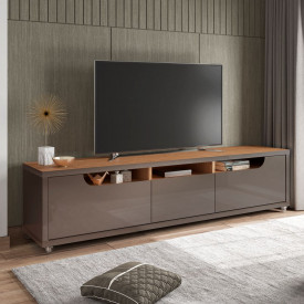 Rack Jersey 2.2 3 Gavetas Cinza Perola Noce Casa D Móveis