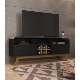 Rack Larimar com Adega Preto Fosco Cinamomo 2075687 Bechara 