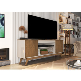 Rack Retro com 2 Portas Malibu Wood Off White Freijo 178544 Giga Moveis