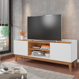 Rack Ravena 1.6 Branco/Noce 2 Portas Casa D Móveis 