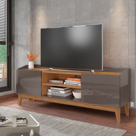 Rack Ravena 1.6 Cinza Perola/Noce 2 Portas Casa D Móveis 