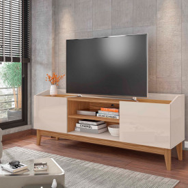 Rack Ravena 1.6 Off White/Noce 2 Portas Casa D Móveis 