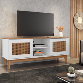 Rack Safira 2 Portas Branco Noce Casa D Móveis Sala