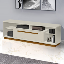 Rack Saturno 1.80 Tebarrot Off White Amêndoa 1 Porta Sala 