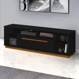 Rack Saturno 1.80 Tebarrot Preto Amêndoa 1 Porta Sala 